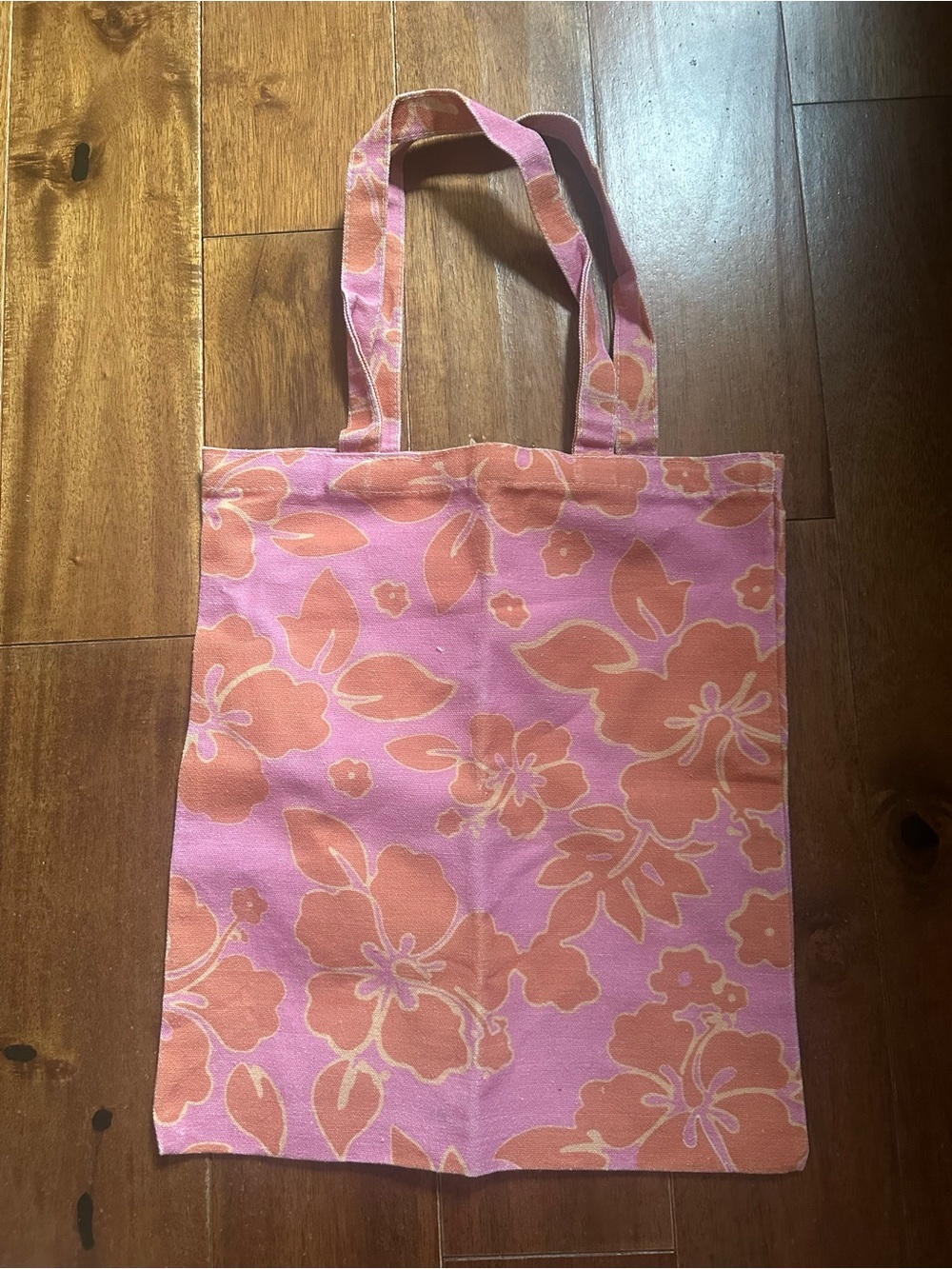 Pink & Peach Floral Canvas Tote Bag